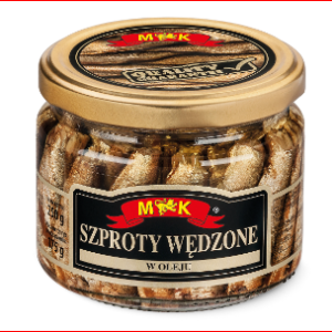 MK 250G SZPROTY WĘDZONE W OLEJU SŁOIK 12SZT