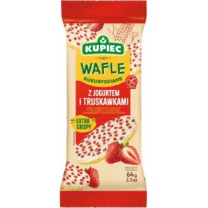 KUPIEC WAFLE KUKURYDZIANE Z JOGURTEM I TRUSKAWKAMI 64G/12