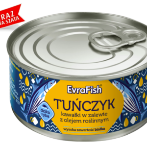 EVRA TUŃCZYK W OLEJU KAWAŁKI 170G/48 W OLEJU SOJOWYM/SŁONECZNIKOWYM MIX